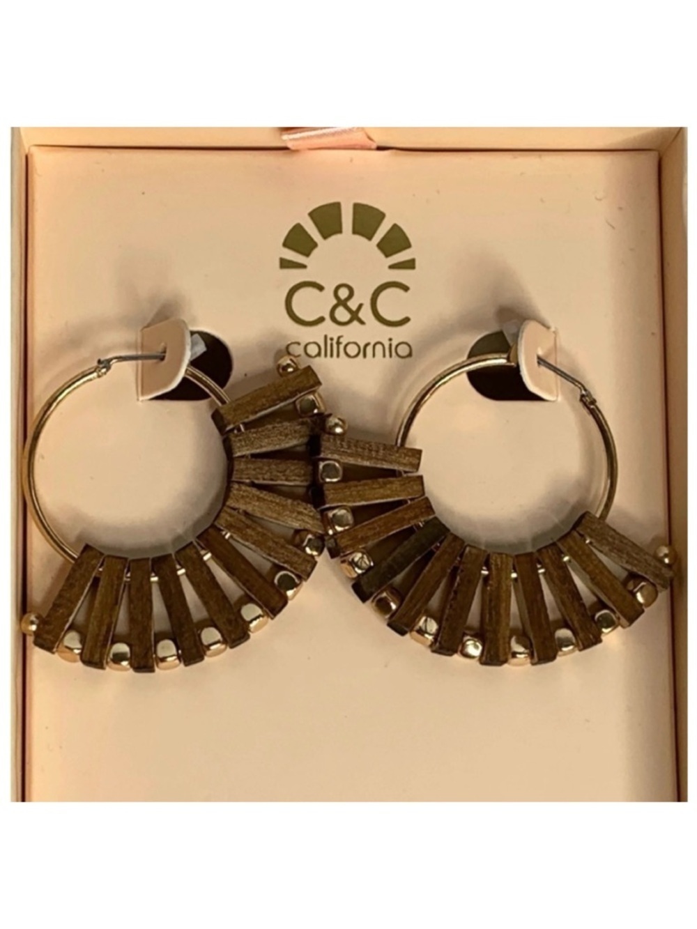 C & C California Flexible Wooden Earrings NIB